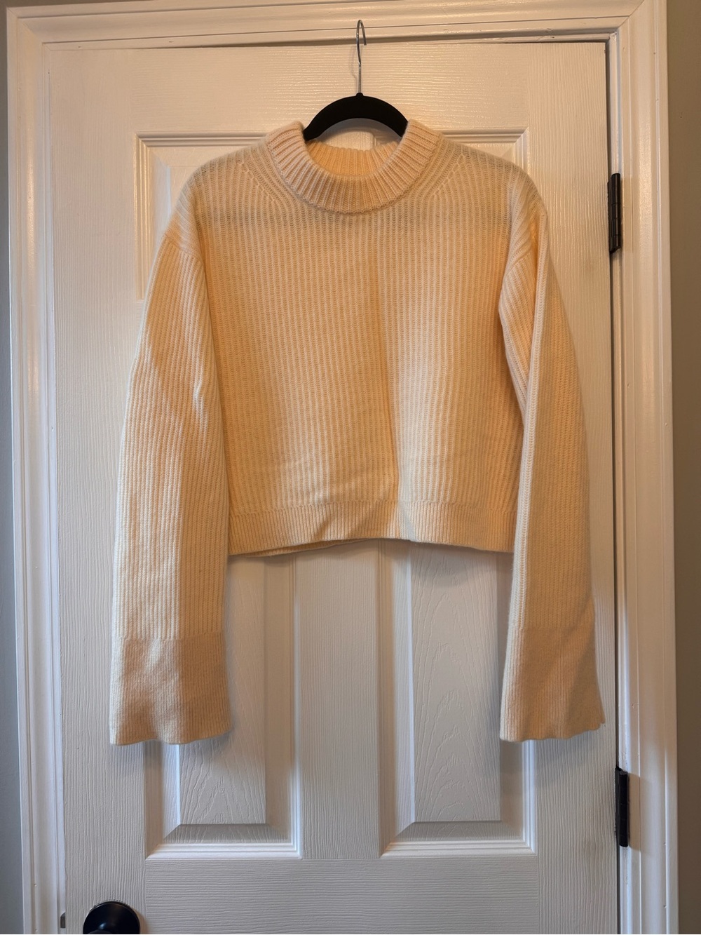 J. Crew Cream Ribbed Cropped Turtleneck Sweater